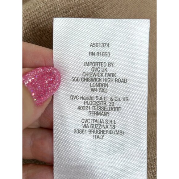 Susan Graver Jacket Top Taupe 1X Long Sleeve Mandarin Collar Buttons Linen Blend - Picture 15 of 16